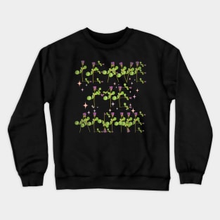 Leave me alone purple roses on stems with sparkles black bg Crewneck Sweatshirt